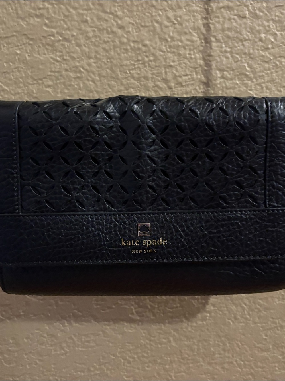 kate spade ♠️ Perri Lane Black Embossed Leather Crossbody Bag